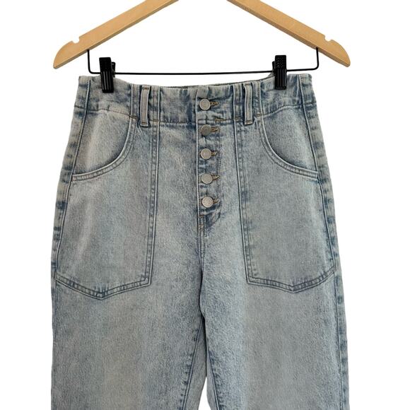 Veronica Beard Arya Straight High Rise Jeans Women 27 Sky Wash Button Fly - Picture 3 of 11